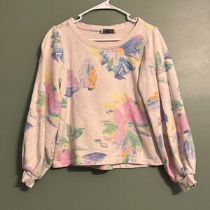 Anthropologie Saturday Sunday Reveries Sweatshirt with a watercolor floral print